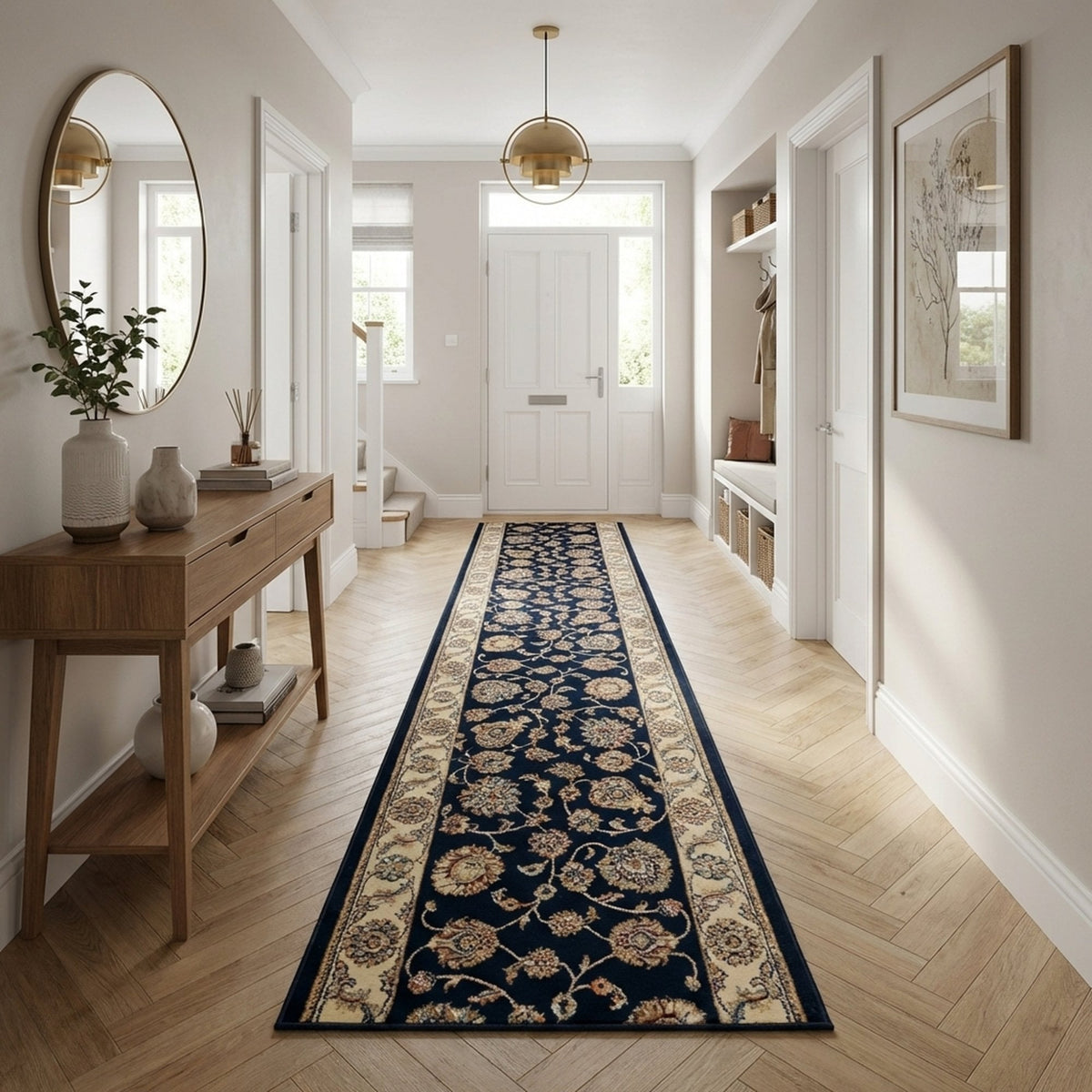 Ancient Garden Blue/Ivory 57365-3464 Hall Runner