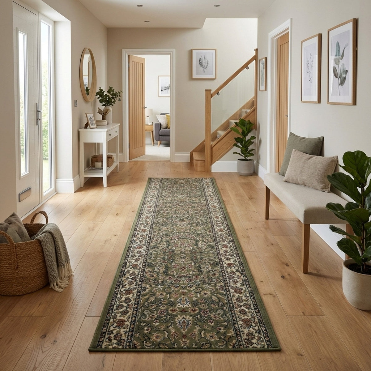 Ancient Garden Green/Ivory 57078-4444 Rug Runner