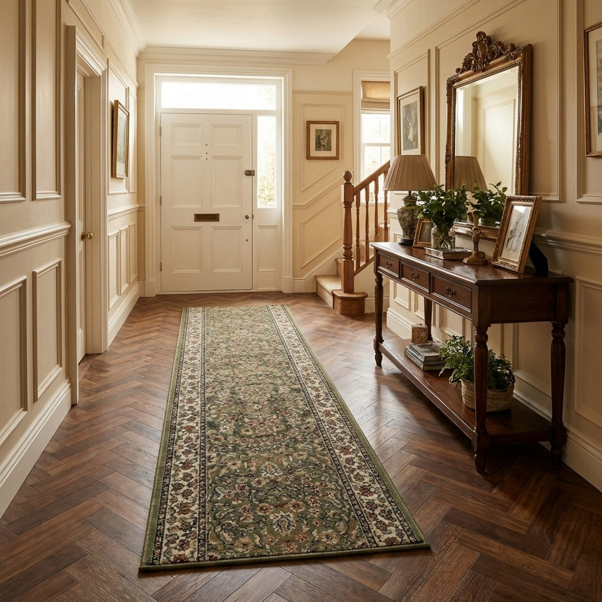Ancient Garden Green/Ivory 57078-4444 Rug Runner