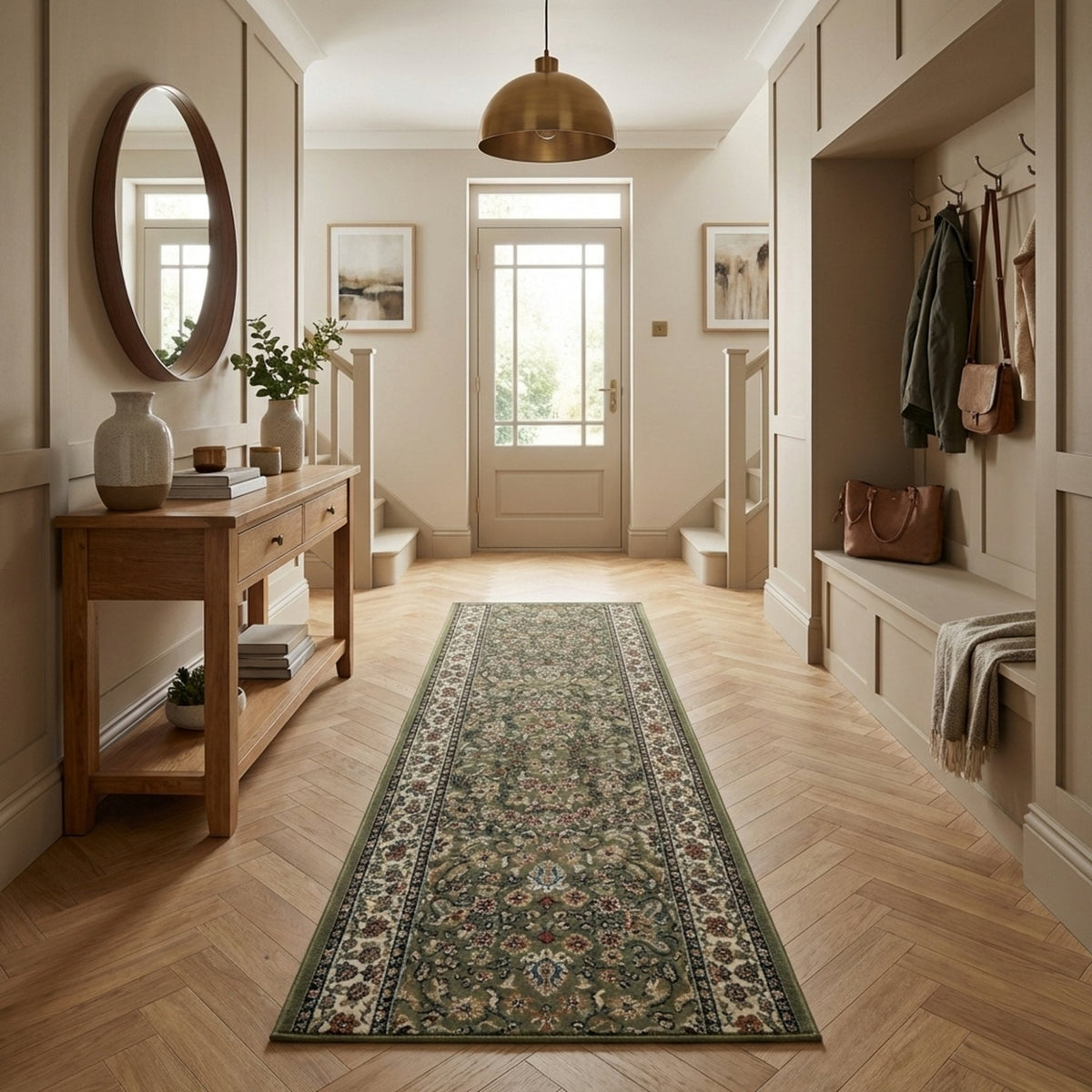 Ancient Garden Green/Ivory 57078-4444 Rug Runner