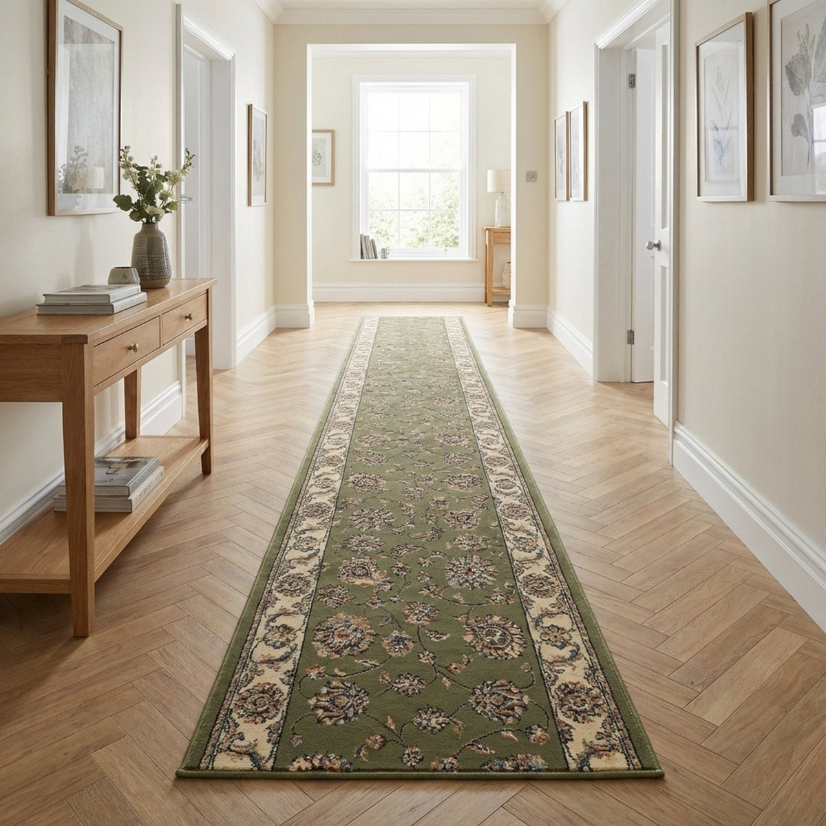 Ancient Garden Green/Ivory 57365-4464 Rug Runner