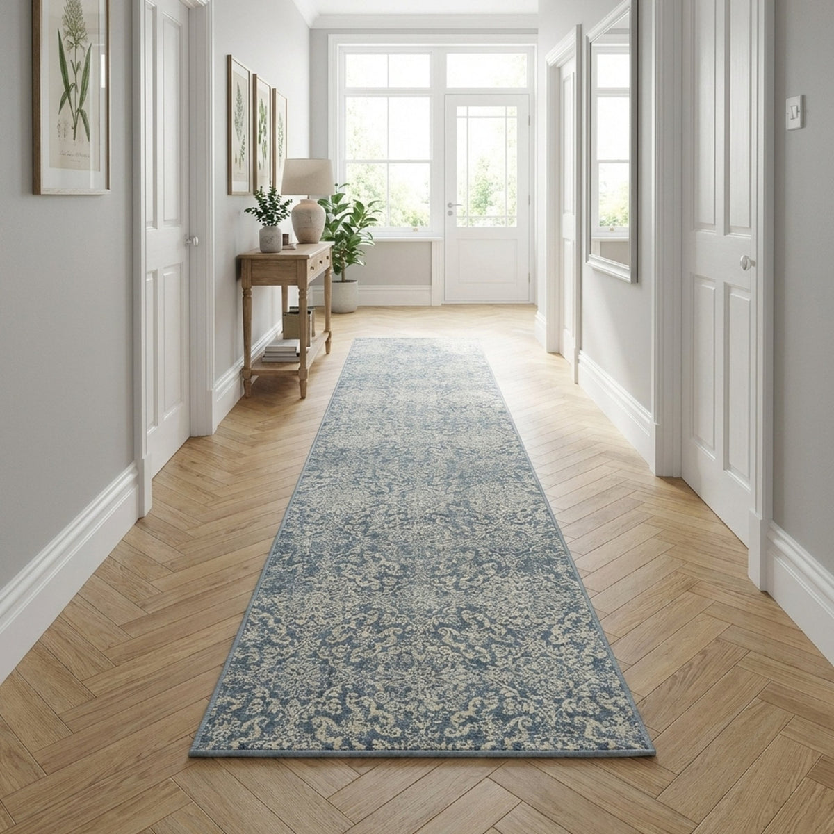 Ancient Garden Light Blue 57162-4666 Rug Runner