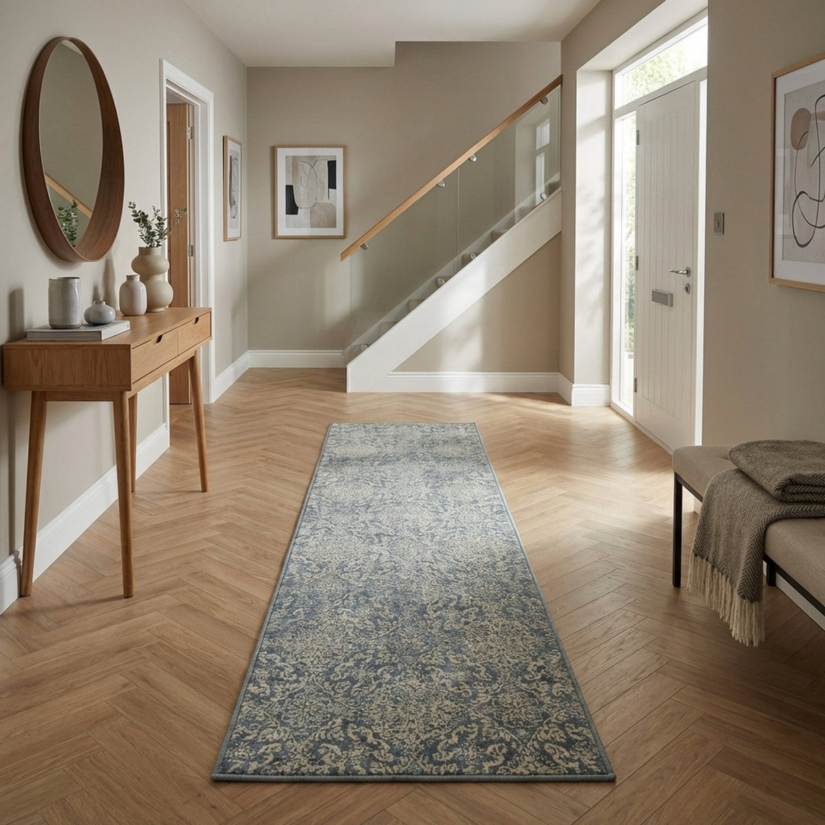 Ancient Garden Light Blue 57162-4666 Rug Runner