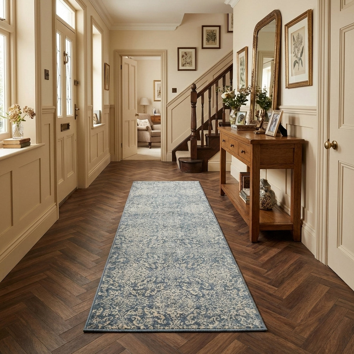 Ancient Garden Light Blue 57162-4666 Rug Runner
