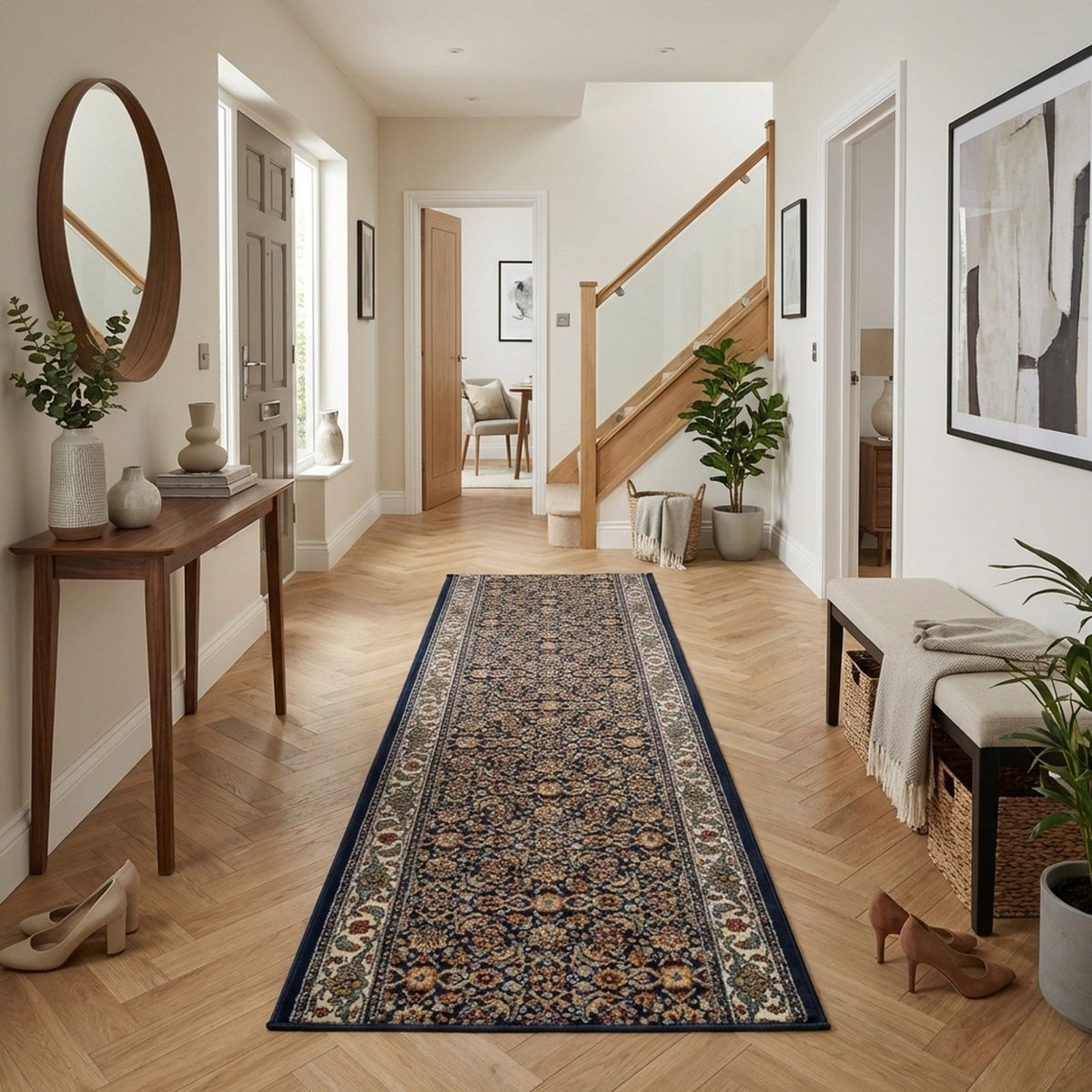Ancient Garden Navy 57011-3464 Rug Runner