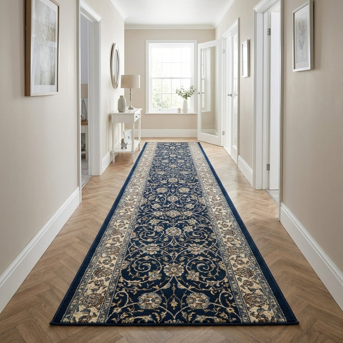 Ancient Garden Navy 57120-3464 Rug Runner