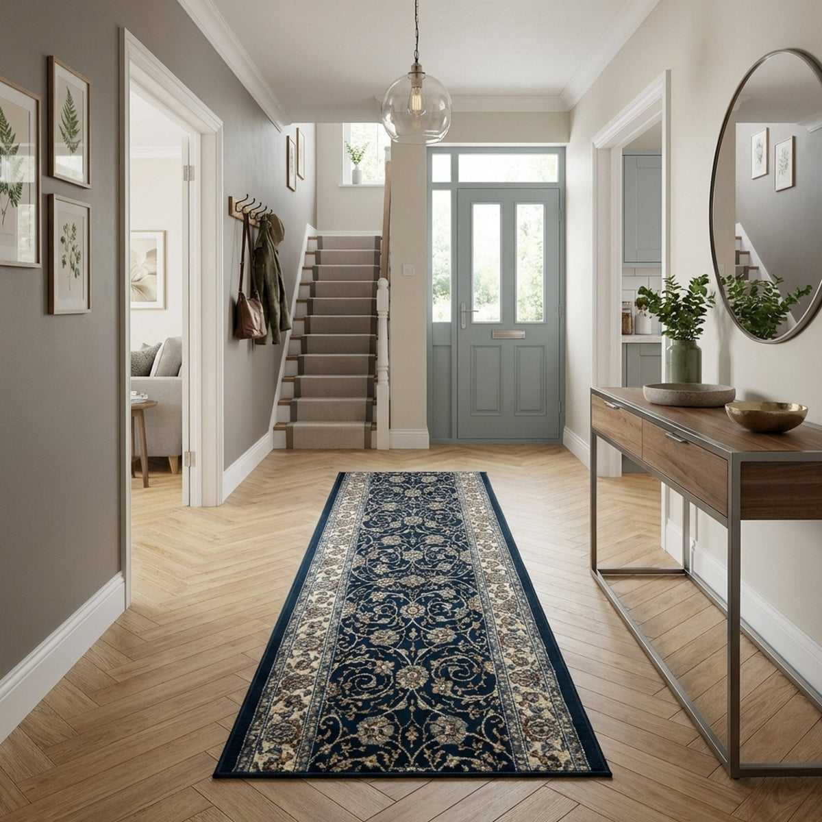 Ancient Garden Navy 57120-3464 Rug Runner