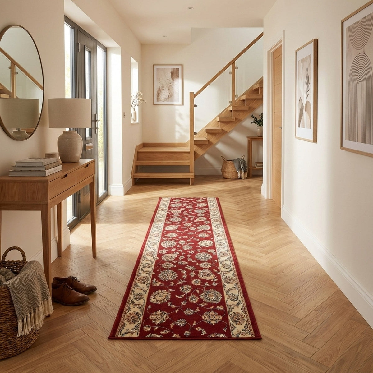 Ancient Garden Red/Ivory 57365-1464 Hall Runner