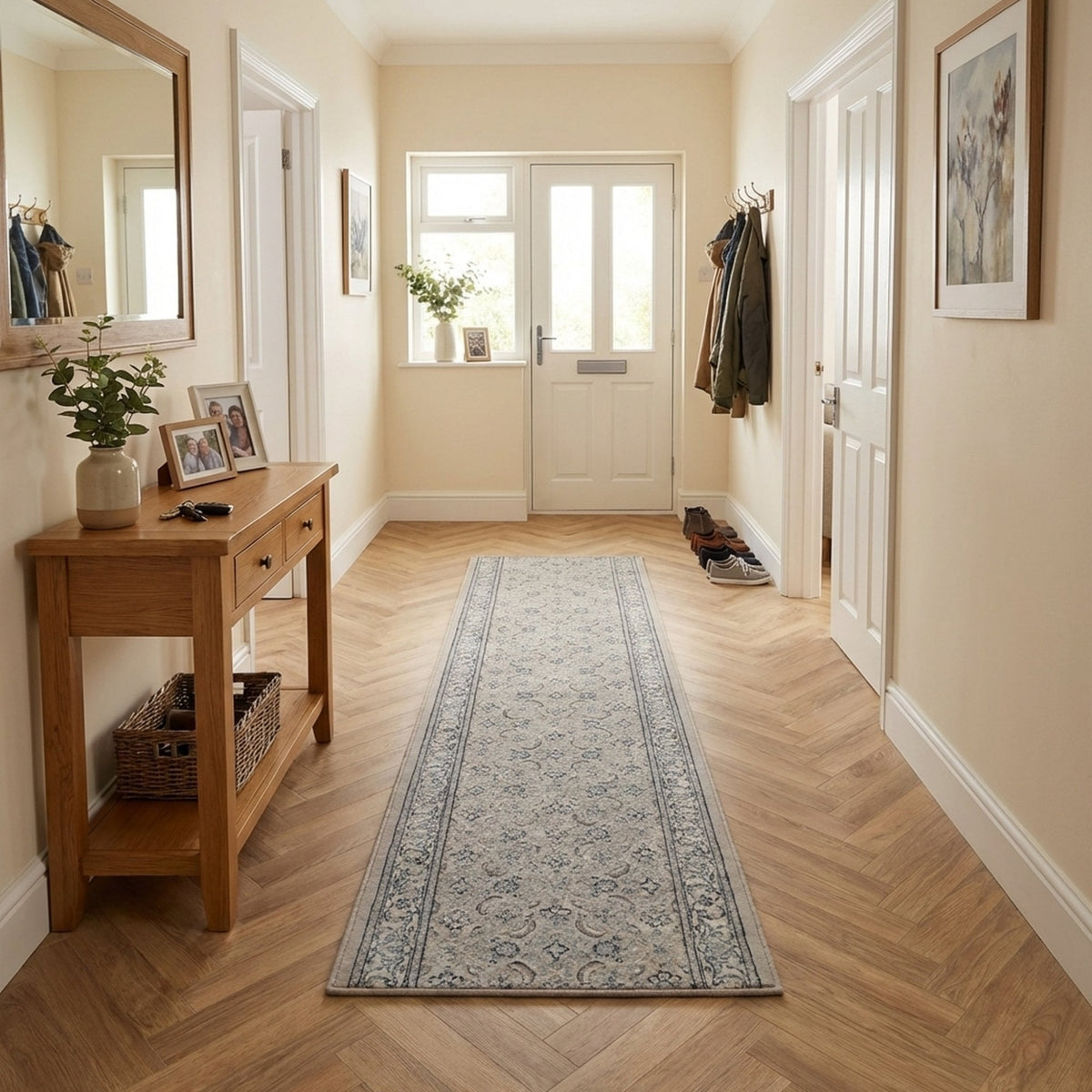 Ancient Garden Soft Gray/Cream 57011-9666 Hall Runner