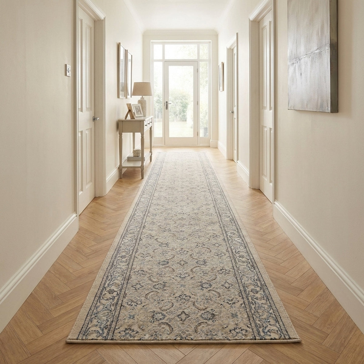 Ancient Garden Soft Gray/Cream 57011-9666 Hall Runner