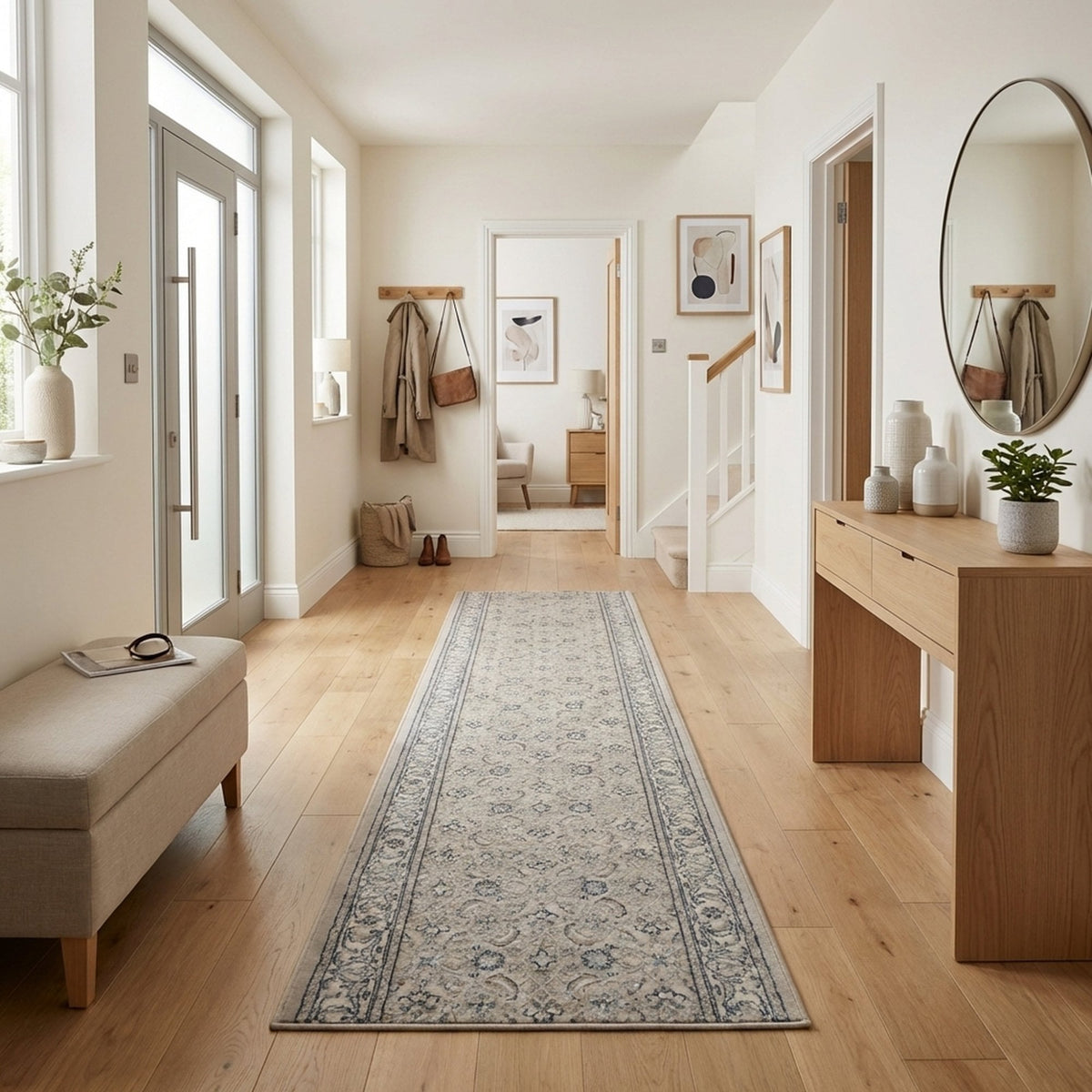 Ancient Garden Soft Gray/Cream 57011-9666 Hall Runner