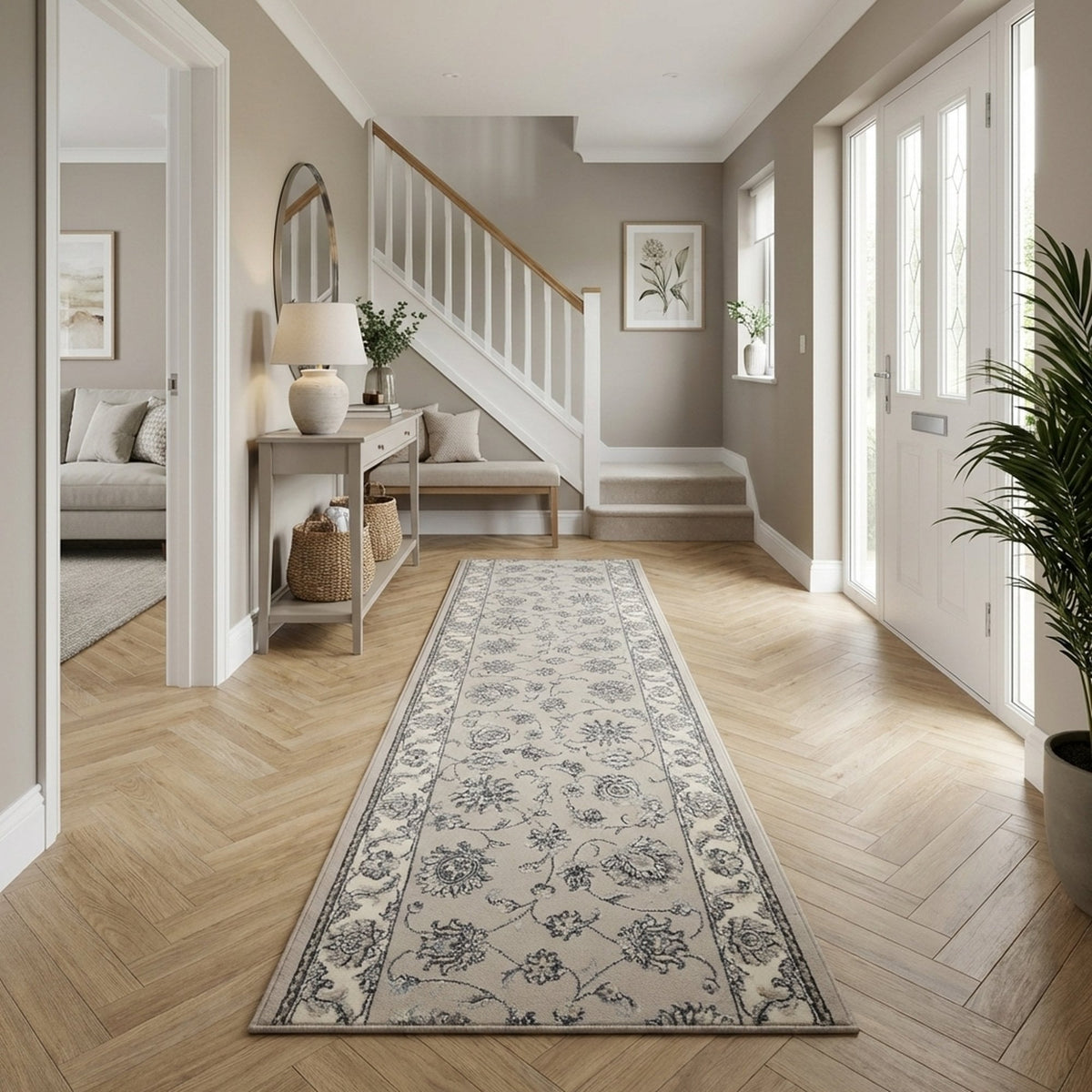 Ancient Garden Soft Gray/Cream 57365-9666 Hall Runner
