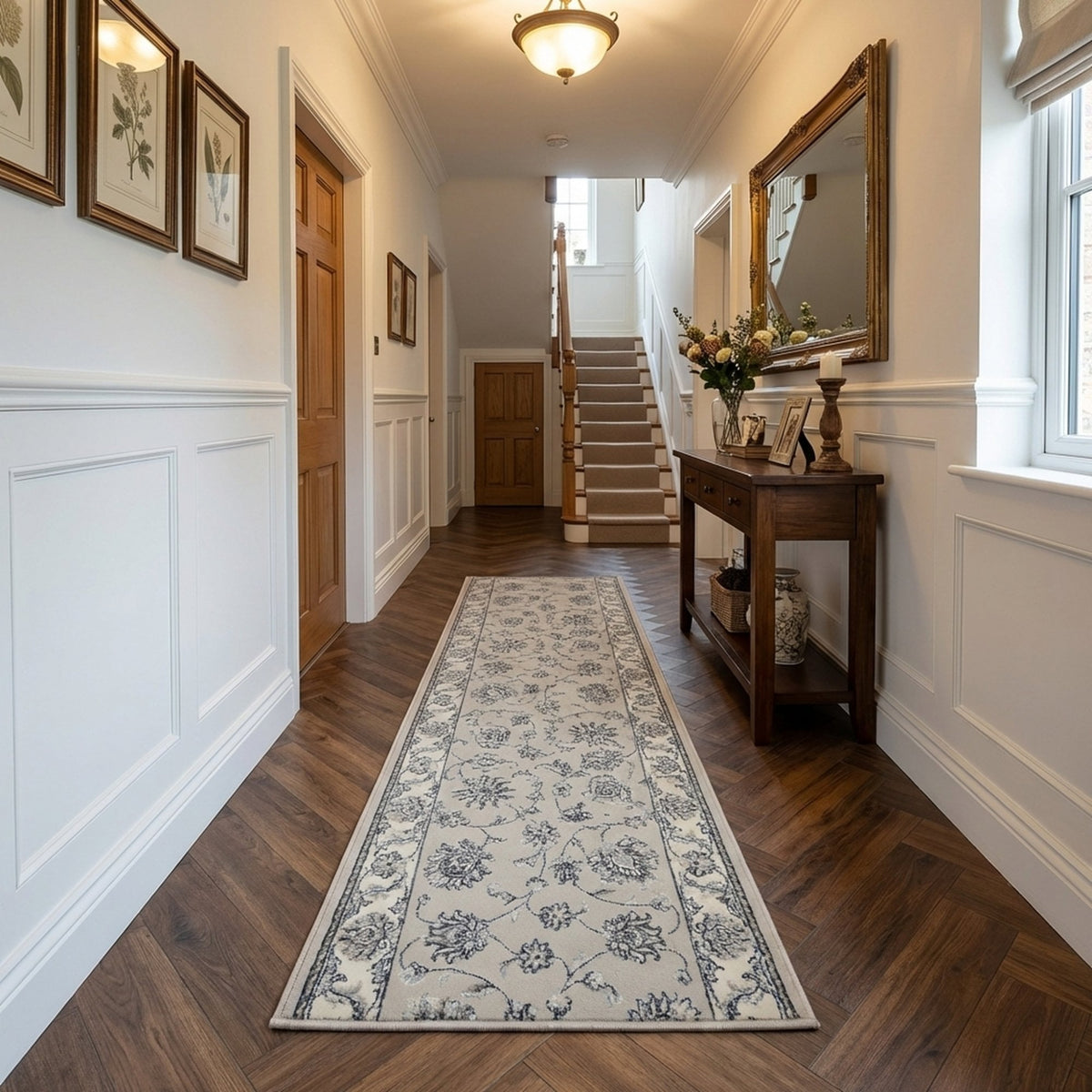 Ancient Garden Soft Gray/Cream 57365-9666 Hall Runner