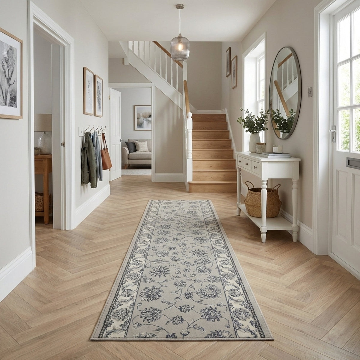 Ancient Garden Soft Gray/Cream 57365-9666 Hall Runner