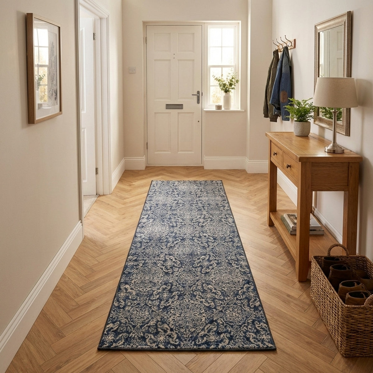 Ancient Garden Steel Blue 57162-3696 Hall Runner