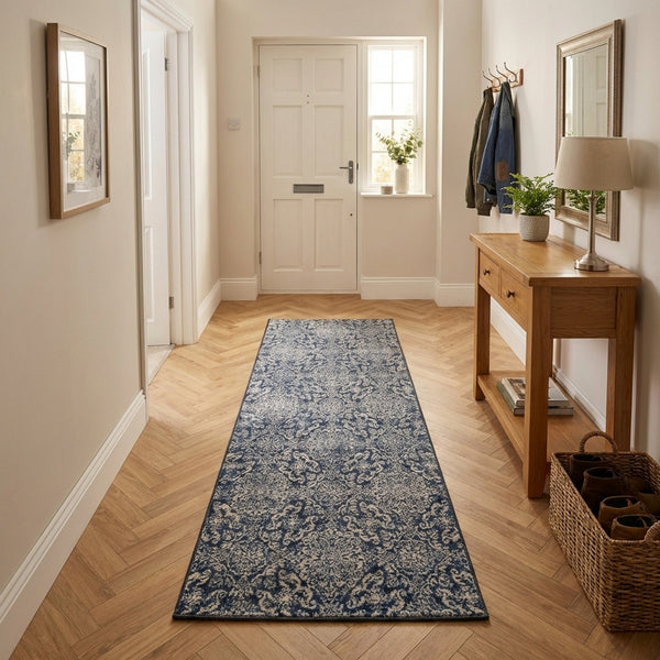 Ancient Garden Steel Blue 57162-3696 Hall Runner