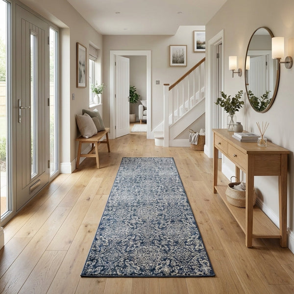 Ancient Garden Steel Blue 57162-3696 Hall Runner