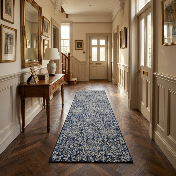 Ancient Garden Steel Blue 57162-3696 Hall Runner