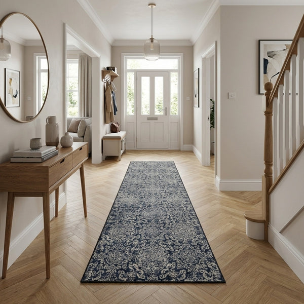 Ancient Garden Steel Blue 57162-3696 Hall Runner