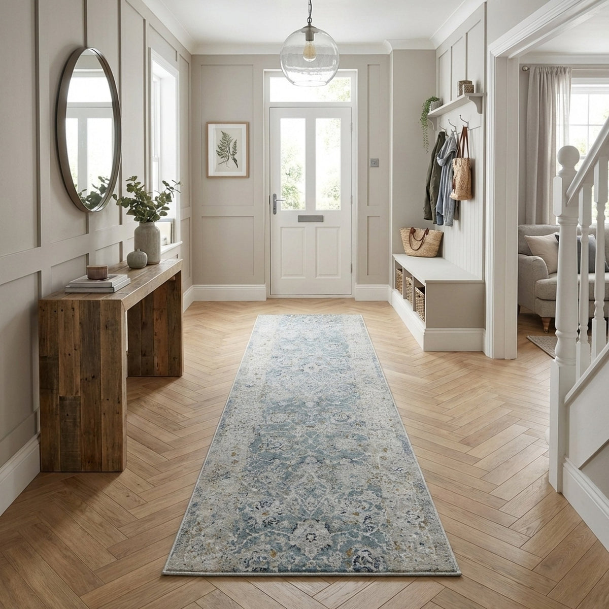 Annalise Blue/Beige 7604-580 Hall Runner