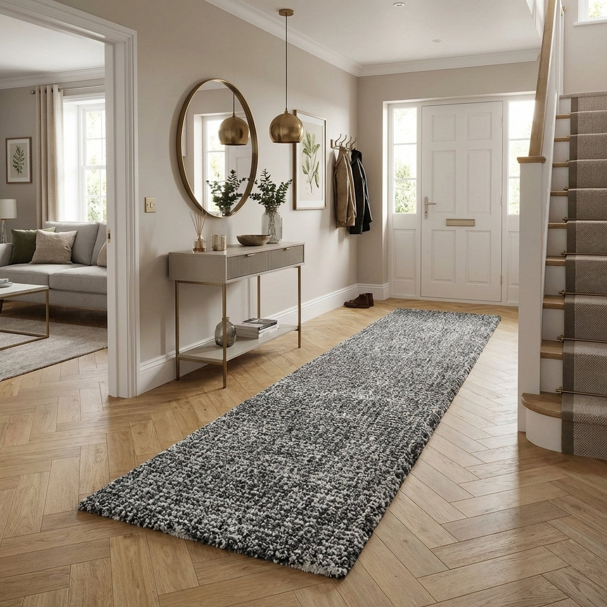 Mehari Dark Gray/Ivory 23160-8268 Hall Runner