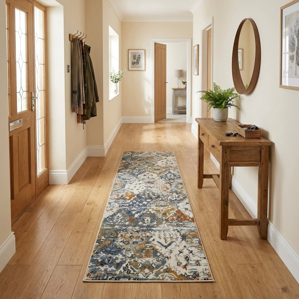 Reha Cream/Beige/Blue 1063-185 Rug Runner