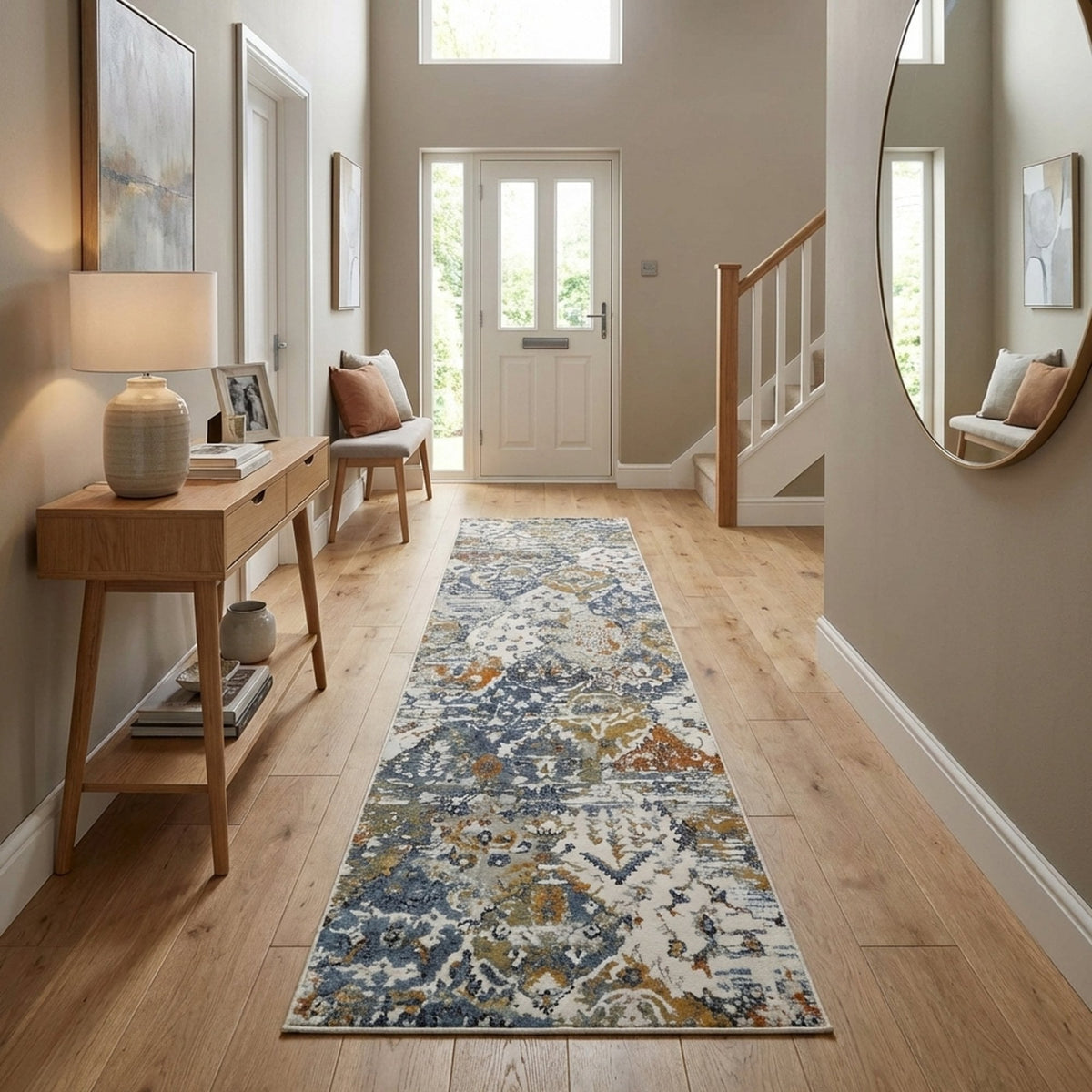 Reha Cream/Beige/Blue 1063-185 Rug Runner