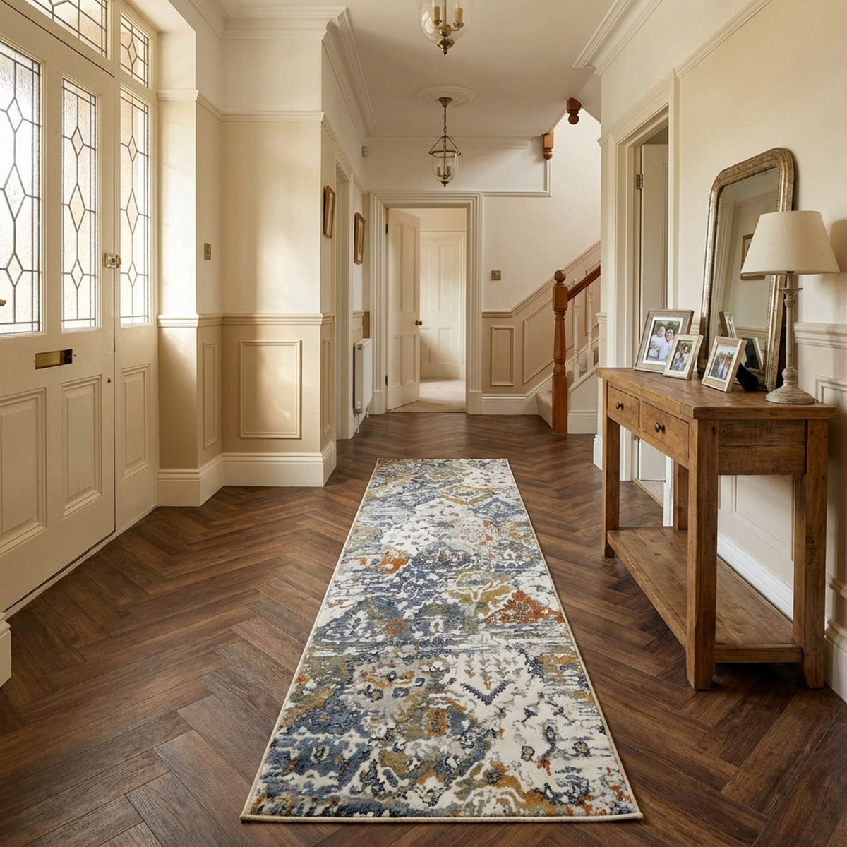 Reha Cream/Beige/Blue 1063-185 Rug Runner