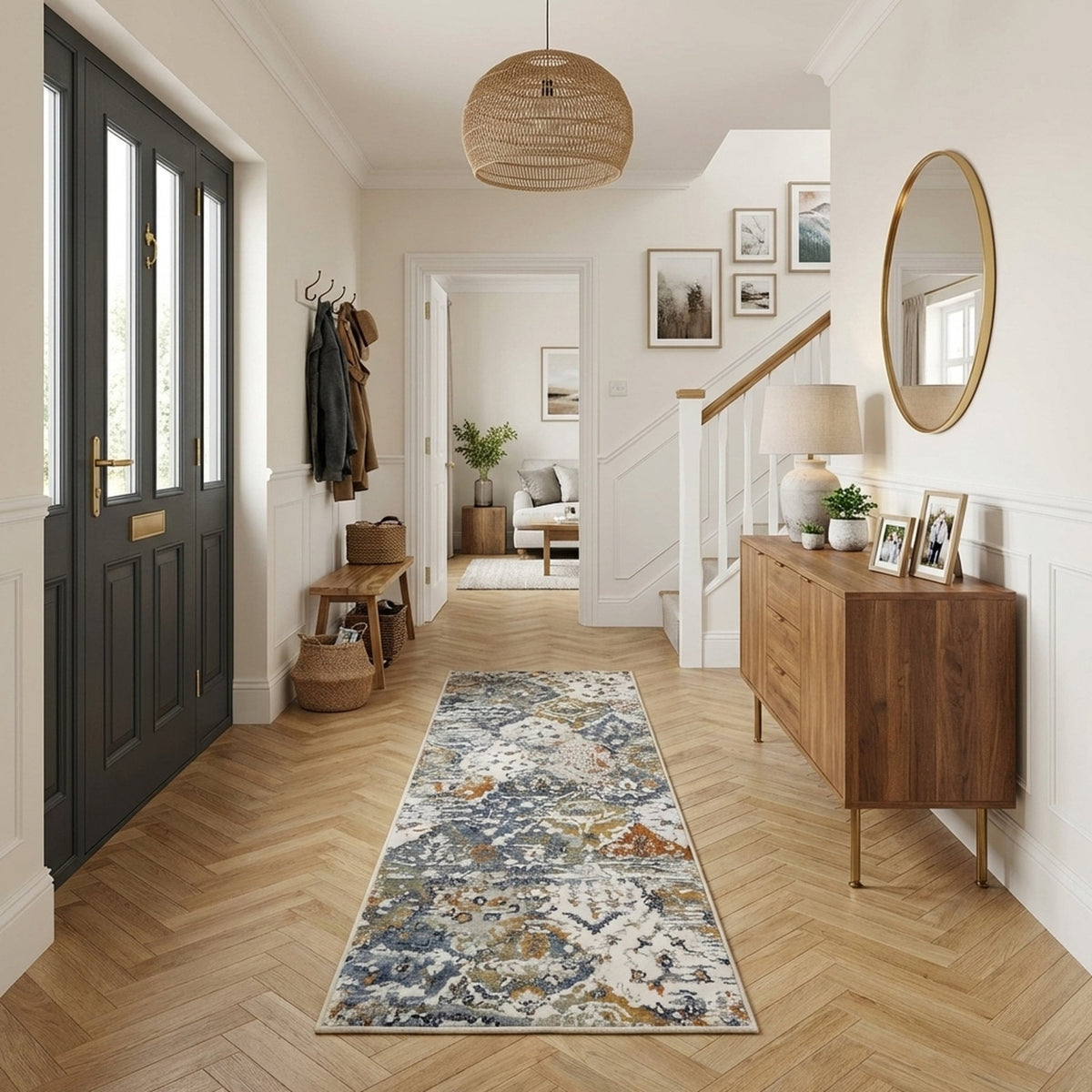 Reha Cream/Beige/Blue 1063-185 Rug Runner