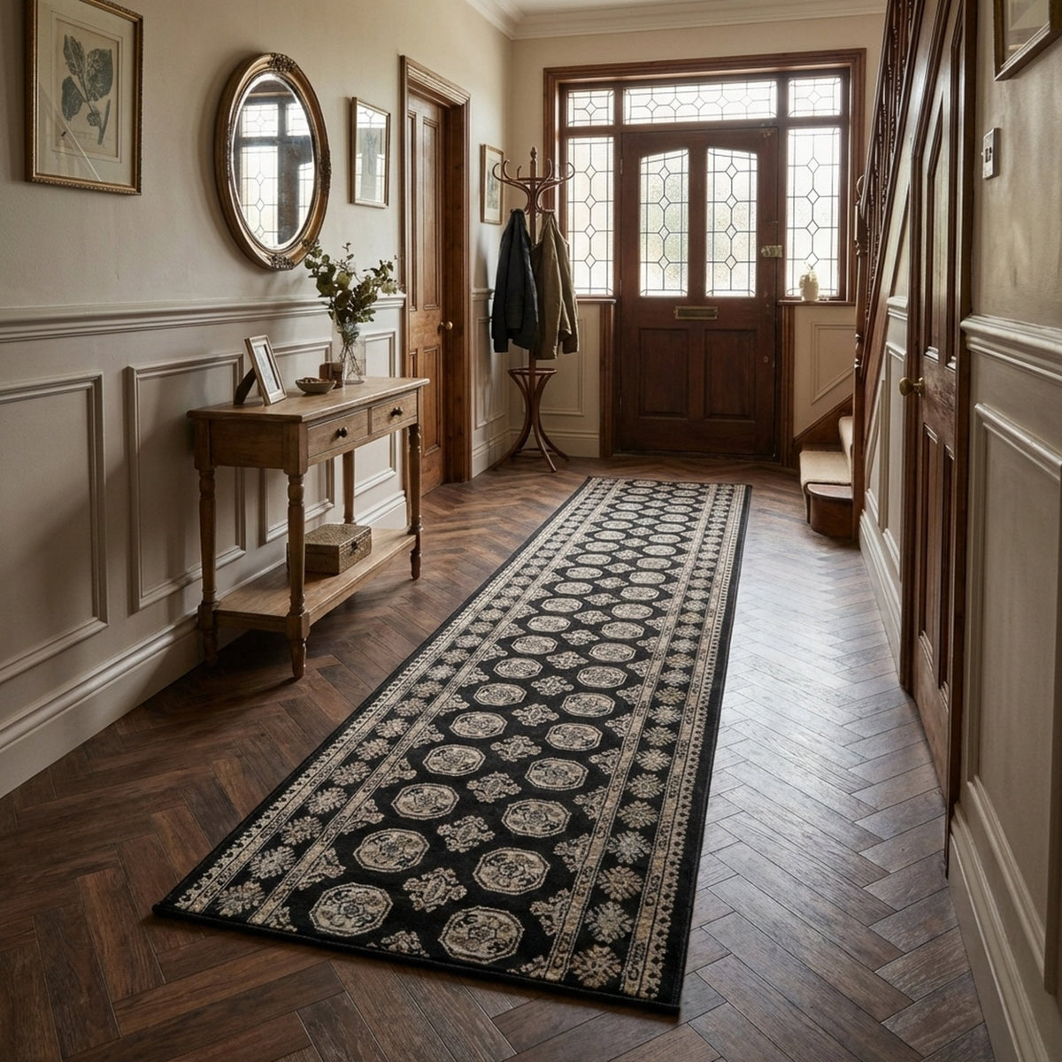 Ancient Garden Black/Ivory 57102-3636 Tapis de couloir