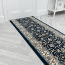 Chemin de couloir Ancient Garden bleu marine 57120-3464 - Sélectionner la longueur : 30cm / Sélectionner la largeur : 66 cm