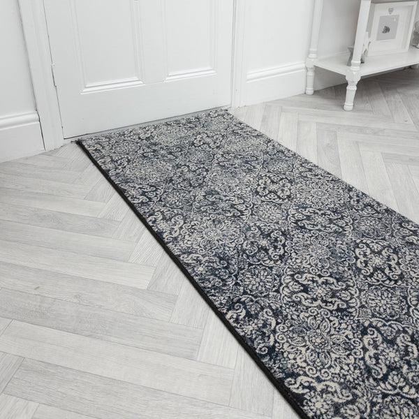 Ancient Garden Steel Blue 57162-3696 Hall Runner