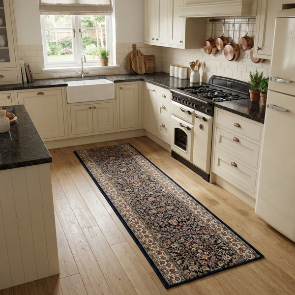 Ancient Garden Blue/Ivory 57078-3434 Kitchen Runner