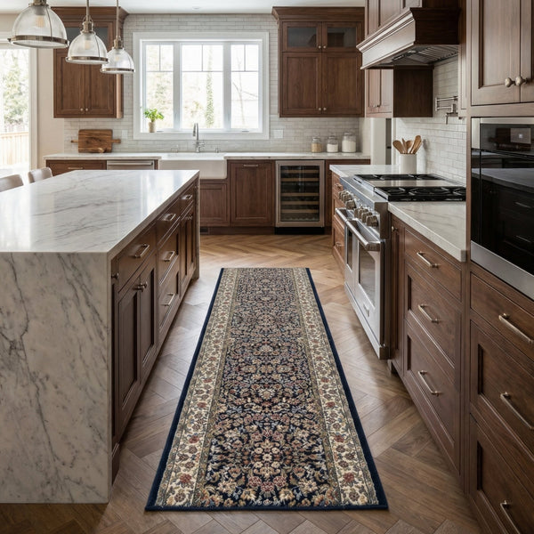 Ancient Garden Blue/Ivory 57078-3434 Kitchen Runner