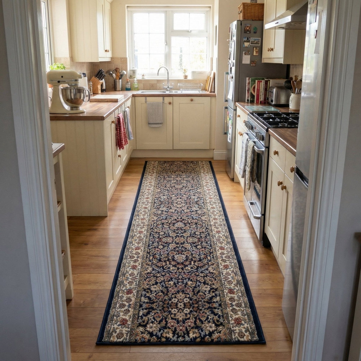 Ancient Garden Blue/Ivory 57078-3434 Kitchen Runner
