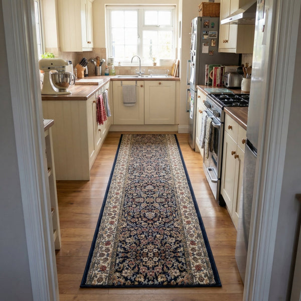 Ancient Garden Blue/Ivory 57078-3434 Kitchen Runner