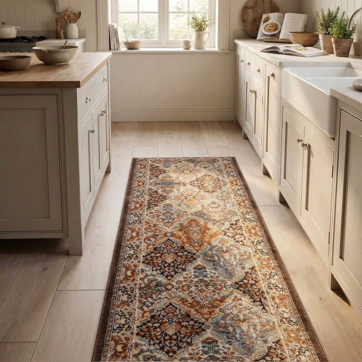 Ancient Garden Brown/Blue 57008-3235 Kitchen Runner
