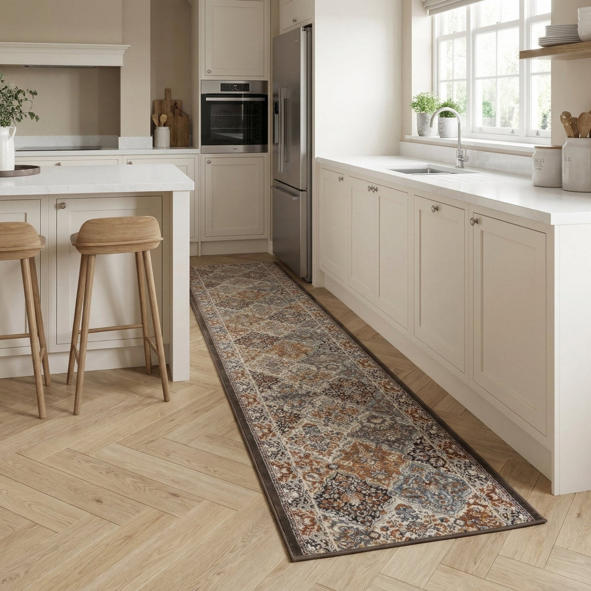 Ancient Garden Brown/Blue 57008-3235 Kitchen Runner
