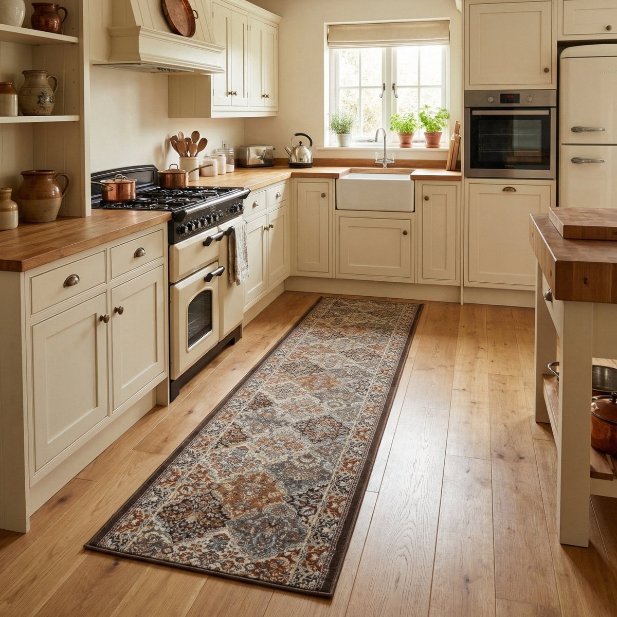 Ancient Garden Brown/Blue 57008-3235 Kitchen Runner