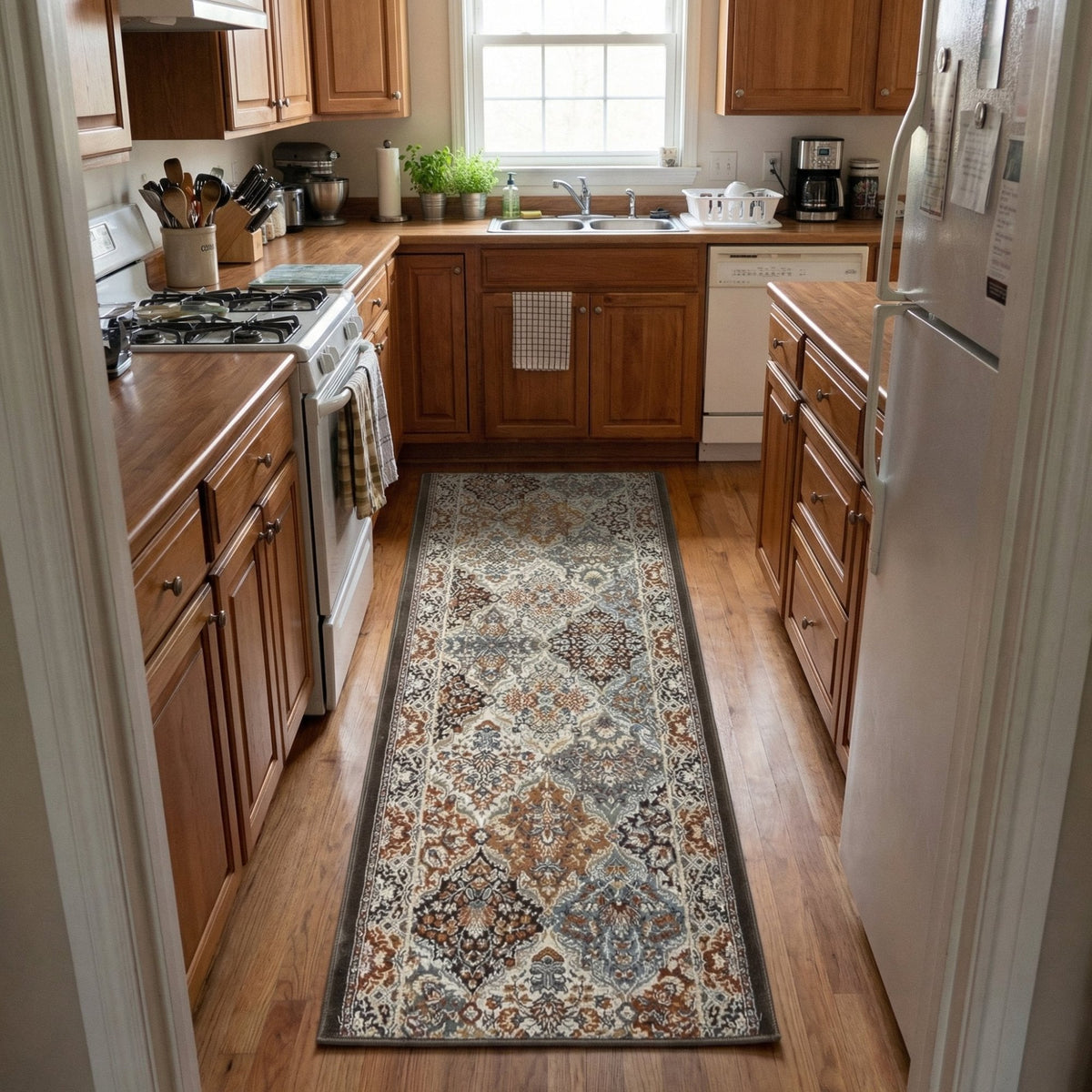 Ancient Garden Brown/Blue 57008-3235 Kitchen Runner