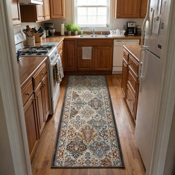 Ancient Garden Brown/Blue 57008-3235 Kitchen Runner