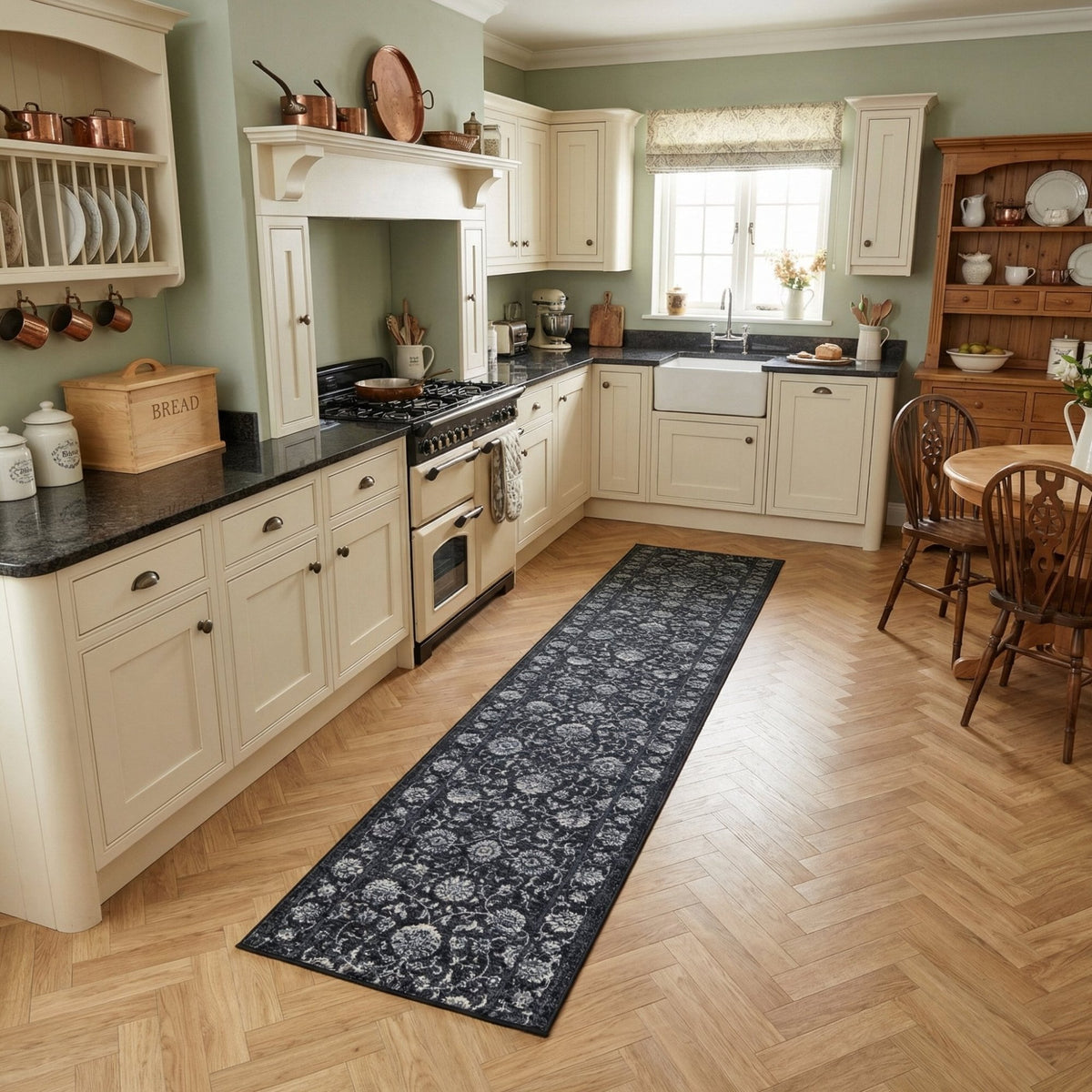Ancient Garden Charcoal/Silver 57126-3636 Kitchen Runner