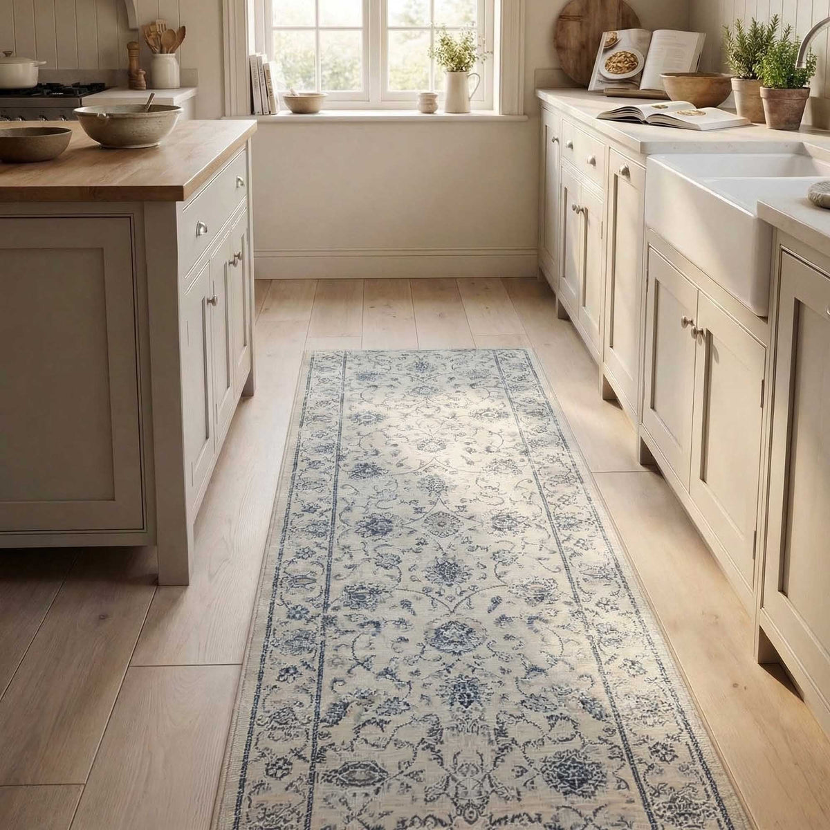 Ancient Garden Cream 57126-6666 Kitchen Runner