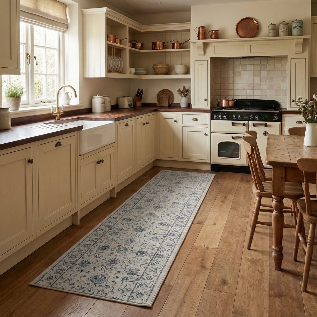 Ancient Garden Cream 57126-6666 Kitchen Runner