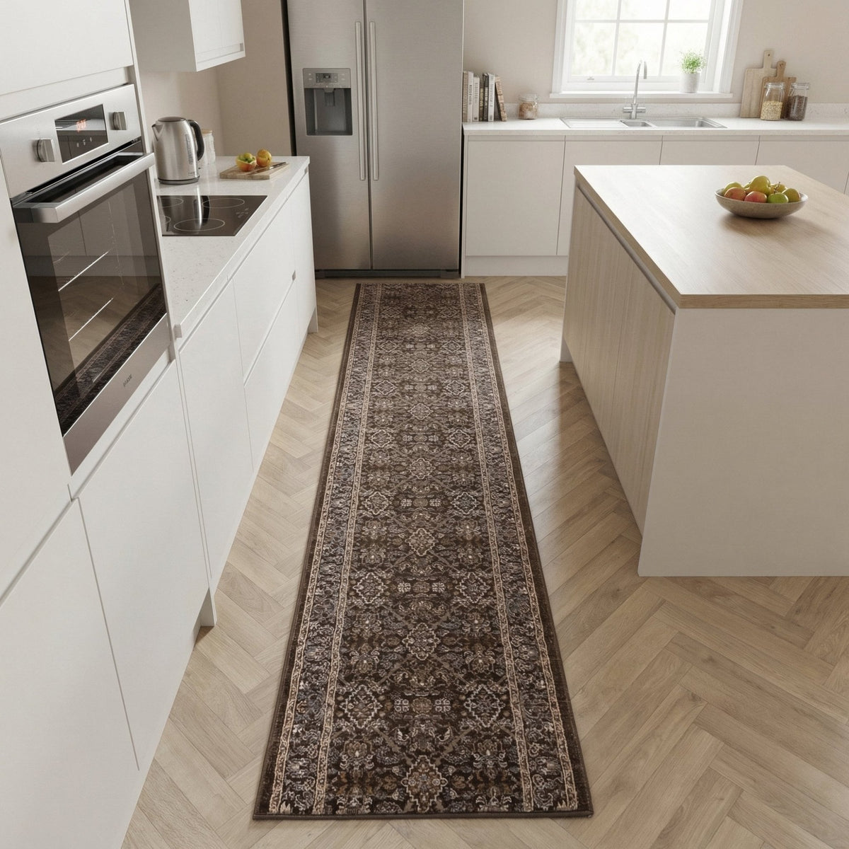 Ancient Garden Dark Brown/Beige 57276-3235 Kitchen Runner