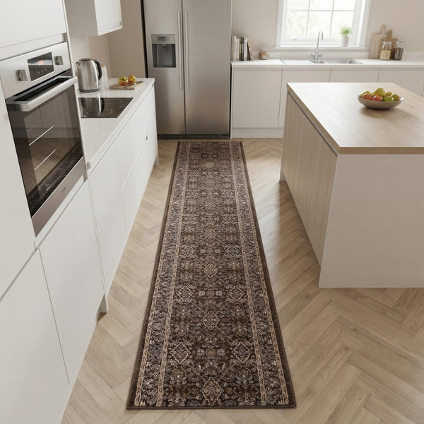 Ancient Garden Dark Brown/Beige 57276-3235 Kitchen Runner