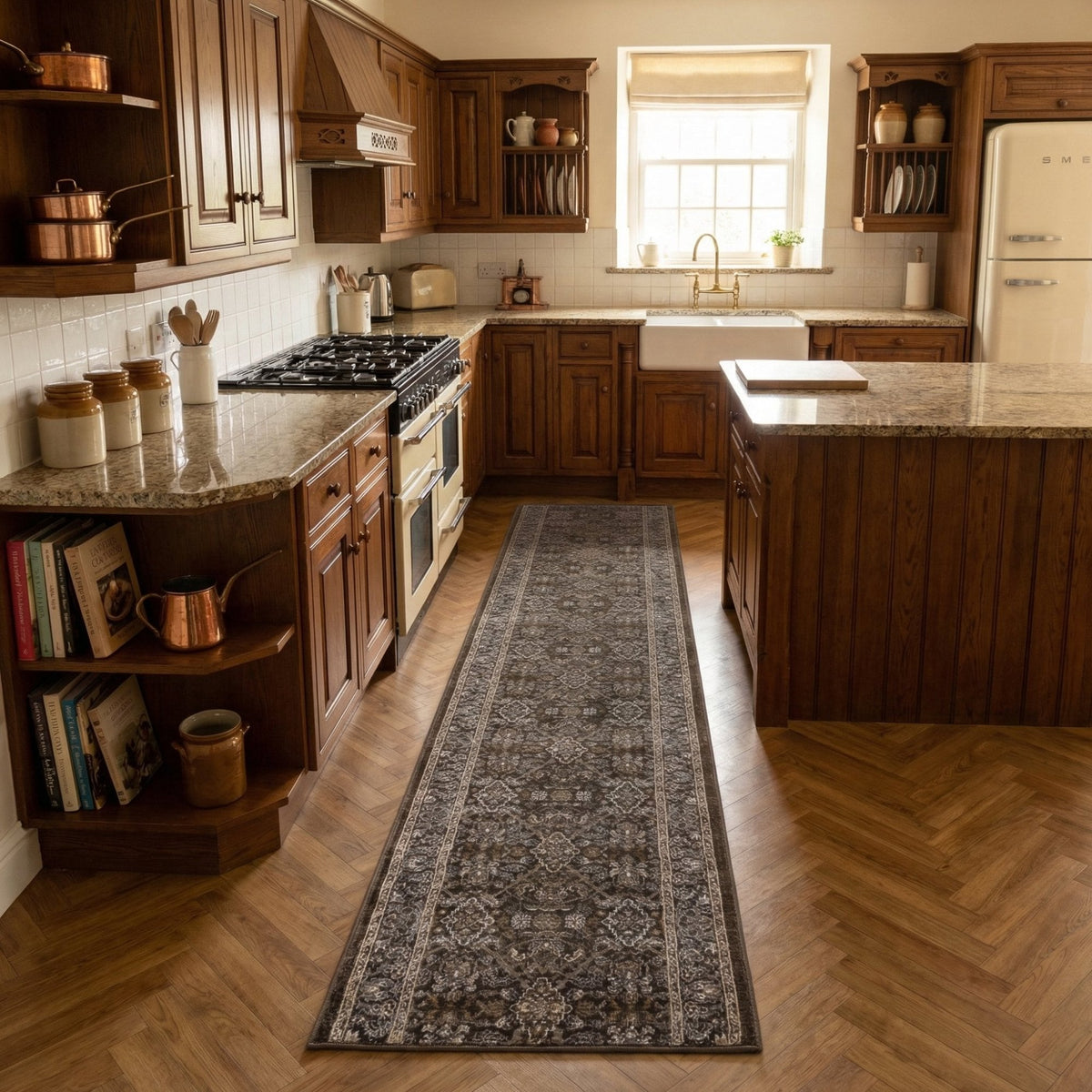 Ancient Garden Dark Brown/Beige 57276-3235 Kitchen Runner