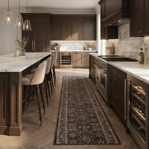 Ancient Garden Dark Brown/Beige 57276-3235 Kitchen Runner