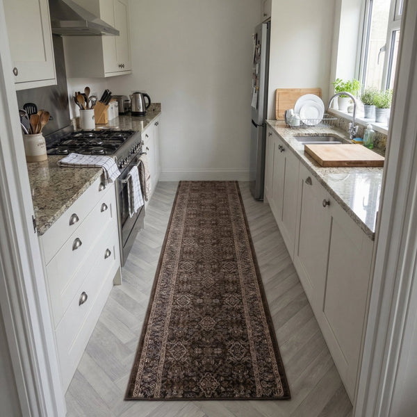 Ancient Garden Dark Brown/Beige 57276-3235 Kitchen Runner