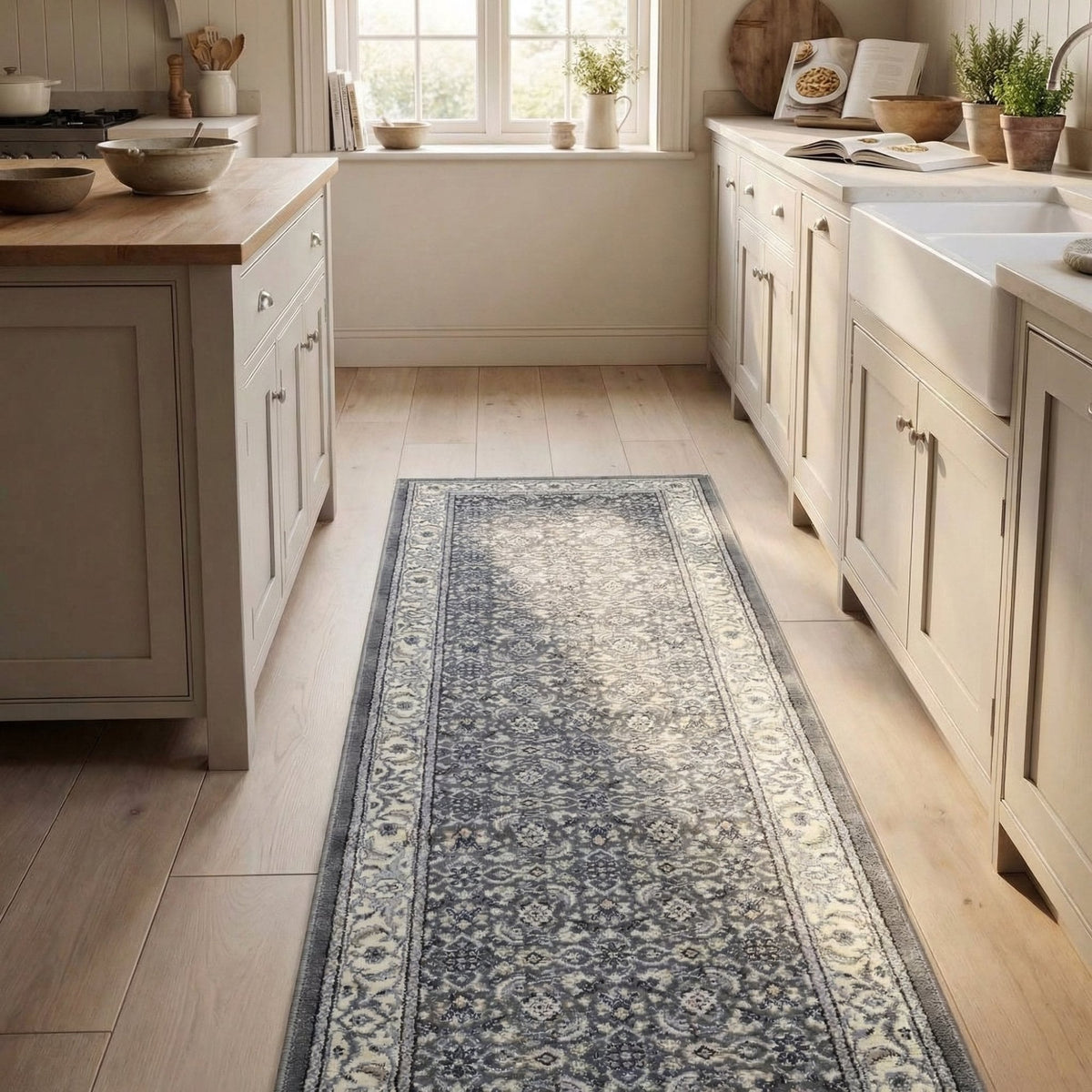Ancient Garden Gray/Cream 57011-5666 Kitchen Runner